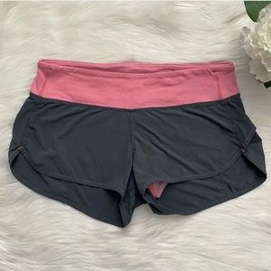 Grey pink lululemon running shorts size 6